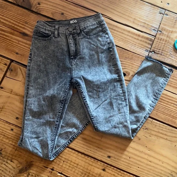 BDG Jeans Urban Outfitters Bdg Black Grey Acid Wash Denim